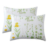 Menae Pack De 2 Fundas De Almohada Florales, Verde Con Flore