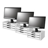 Kit 3 Suportes Monitor Mdf Branco 3 Gav Brancas 3343 Souza