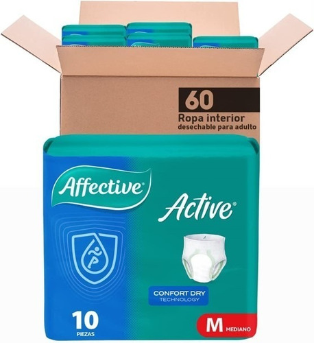 Pack X6 Paquetes De Pañales Affective Active Adultos Talla M Talla Mediano