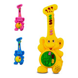 Brinquedo Guitarra Musical Infantil Elefantinho Com Pilhas. Cor Amarelo