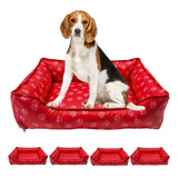 Caminha Impermeável Estampada Para Cachorro Pet 60 X 50 X 16 Cor Vermelho