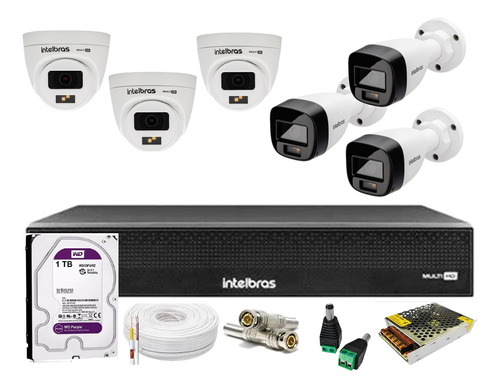 6 Cameras 1220 Full Color Intelbras, Dvr 1008c,  Purple 1 Tb