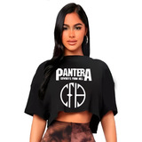 Polera Crop Top Mujer Pantera Oversize Grafimax