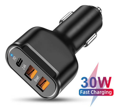 30w Pd3.0 Tipo C Fast Cargador Coche 2.4a Usb Dual 3 Puertos