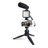 Microfono Profesional + Luz Led + Soporte Vlog Maono Cm11pl