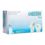 Guantes Ambiderm Plus Blanco Tallas De Látex 100pz