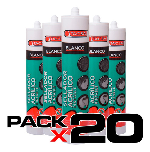 Sellador Acrílico Pintable Tacsa 280ml Blanco Pack X20