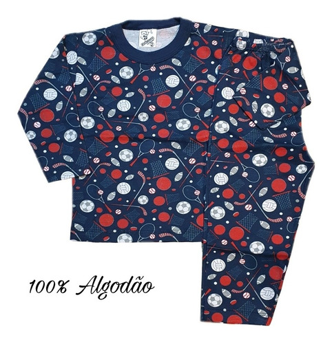 Pijama Infantil Frio Roupa Dormir Manga Longa 100% Algodão