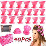 40pcs Rulos De Pelo De Silicona Sin Calor Clips Rizadores