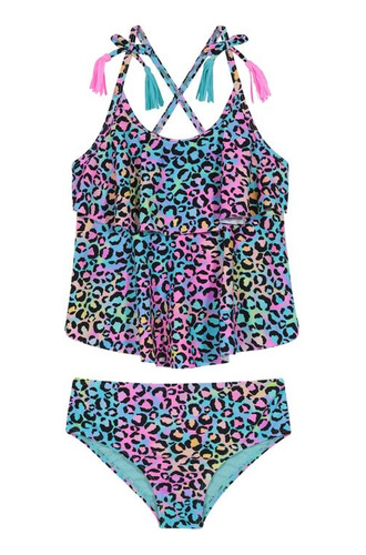 Traje De  Baño Niña Tankini Uv30+ H2o Wear Folia Rosado C/vu