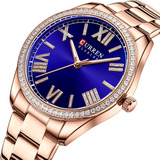 Reloj Inoxidable Con Diamantes Luminosos Para Mujer Curren