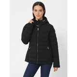 Parka Solid Con Gorro Y Cierre Negro Tommy Hilfiger