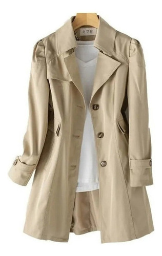 Women's Long Trench Coat Solid Color