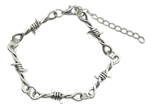 Pulseira Arame Farpado Espinhos Skull Rock Punk