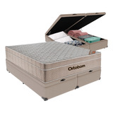 Cama Box Molas Ensacadas Com Baú Cinza Queen Airtech Ortobom Cor Bege