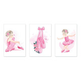 Kit 3 Quadros Bailarinas Infantil Bebe Quarto Menina 0035