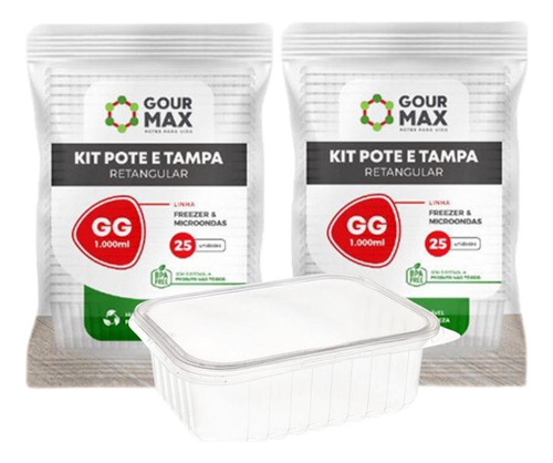 Kit Potes Descartáveis Marmita Freezer Microondas 1l 48un