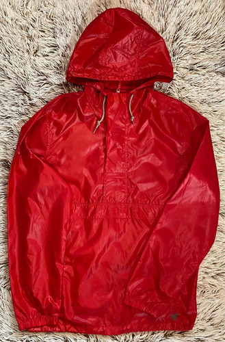 Impermeable American Eagle Rojo Con Gorro Hombre Talla Xl