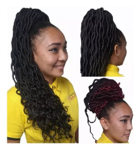 Rabo De Cavalo Goddess Foux Locs Aplique Cabelo Black Beauty