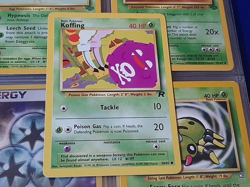 Koffing 58/82,original De Pokemon Tcg,1999-2000.