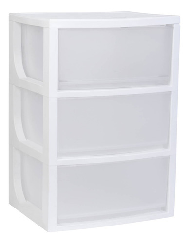 Caja Multiuso Plástico 70x39x50 Cm 3 Cajones Blanco