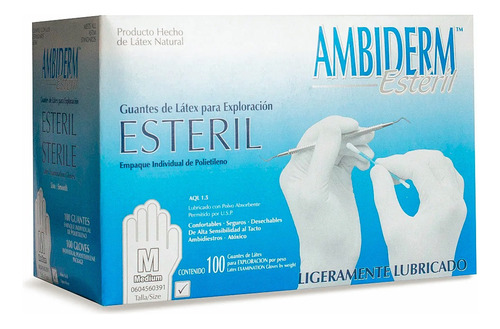 Guante De Latex Esteril Ambiderm Mediano