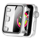 Funda Con Vidrios Templado Para Apple Watch 1 2 3 38mm Plata