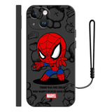 Funda De Silicona Para iPhone Diseño De Spiderman + Correas