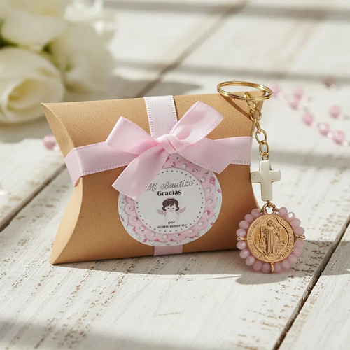 12 Recuerdos Para Eventos  Llavero San Benito Rosa | MercadoLibre