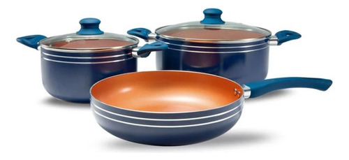 Set Batería Cocina Antiadherente Azul 5 Piezas, Envío Gratis