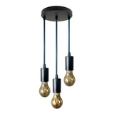 Lustre Pendente Luminária Simples Triplo Industria Cabo 1,5m