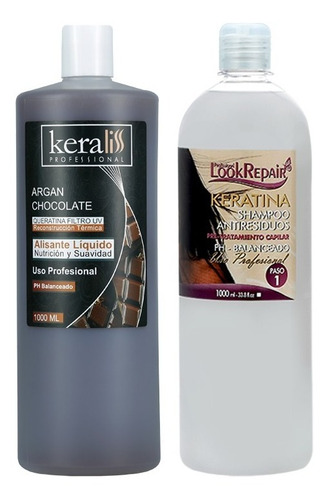 Keratina Keraliss Choco + Shampoo Anti Residuos Look 1000 Ml