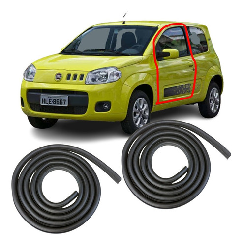 Kit 2 Borrachas Portas Fiat Uno Vivace Way 2013 2014 2015