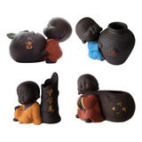 Kit 4 Vasos Decoração Cerâmica Monge Buda Baby Para Planta