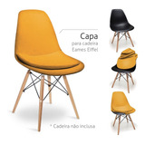 Capa Para Cadeira Eames Eiffel Com Almofada Suede Mostarda