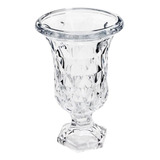 Vaso Com Pé De Vidro Diamond Lyor 15x24cm Transparente