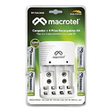 Cargador De Pila Macrotel + 4 Pilas Recargables 2/a 3/a