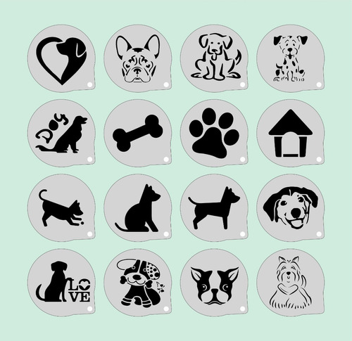 Stencil Pet Kit 16 Moldes 7x7cm