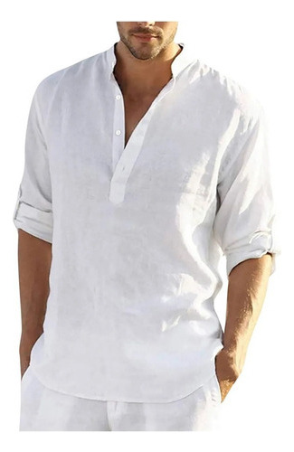 Playera Casual De Cuello Alto Para Hombre, Ropa Playa