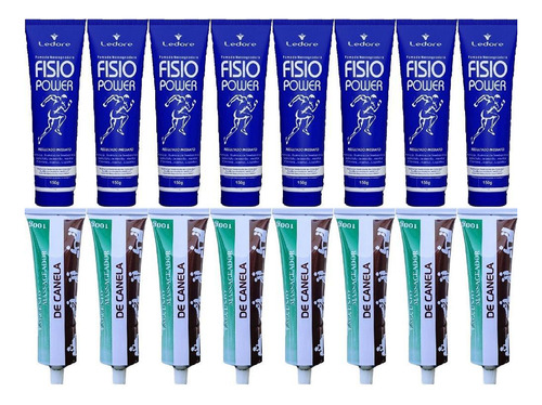 Kit 8 Pomada Fisio Power + 8 Unguento Canela 150g/100g