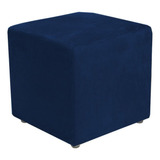 Puff Quadrado Decorativo Suede Azul Marinho - Lyam Decor
