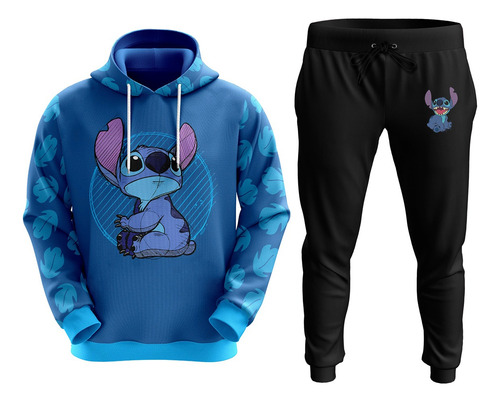 Conjunto De Moletom Sublimado Desenho Stitch Infantil Adulto