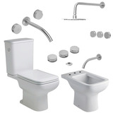 Set Baño Ferrum Trento Bide Grifería Piazza Lounge Steel P