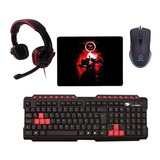 Kit Gamer Teclado Multimídia + Headset  P2 + Mouse Led + Pad