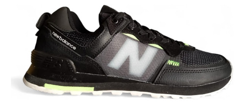 Zapatilla New Balance Hombre Ml574ijb Negra Con Verde