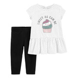 Carters Set 2 Piezas Remera Manga Corta Calza Cupcake