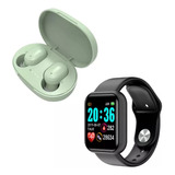 Combo Smartwatch D20 Y68 + Auricular Inalambrico A6s Verde