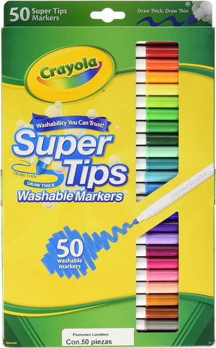 50 Marcadores Super Tips Lavables Lettering Delgados Crayola