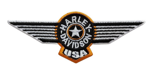 Parche Bordado Alas Logo Harley Davidson U.s.a  Color Negro