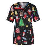 Pattern Scrubs Tops Para El Cuidado De Mascotas Para Mujer,